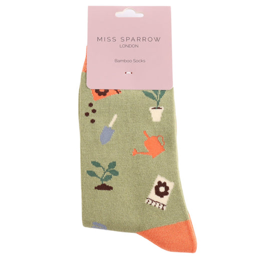 Miss Sparrow In The Allotment Socks - Moss