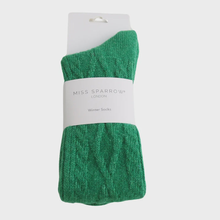 Miss Sparrow Winter Cable Socks - Green