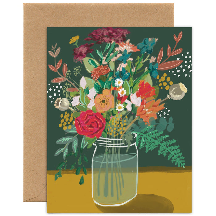Mustard Farmhouse Bouquet (Single Card) A2 Card Tiny and Snail