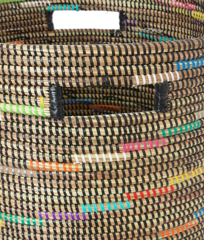 Natural & Rainbow Swirl Hamper Laundry Storage Basket- Fair Trade-Eco-Friendly- Handmade