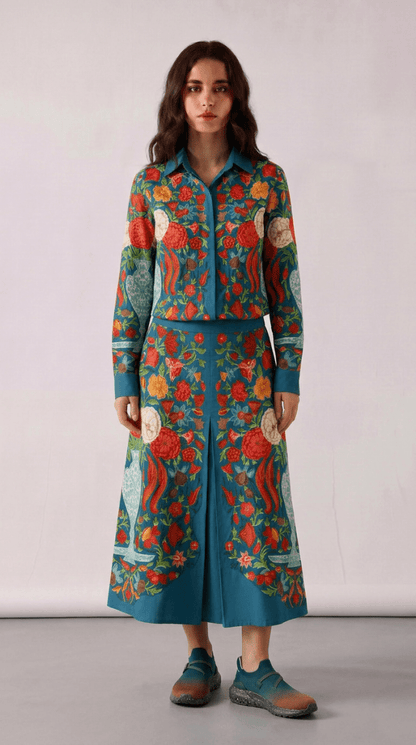 Naymish Cotton Women Coord Set — Spring Bloom — Floral — Resort Wear - Naymish Designs