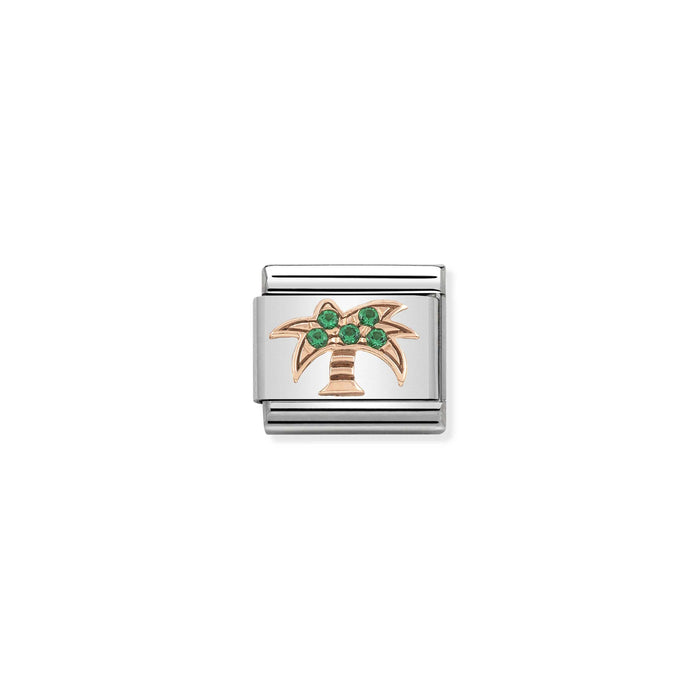 Nomination Classic Link 9K Rose Gold and Cubic Zirconia Palm Tree Charm