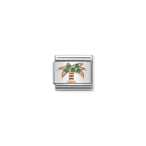 Nomination Classic Link 9K Rose Gold and Cubic Zirconia Palm Tree Charm