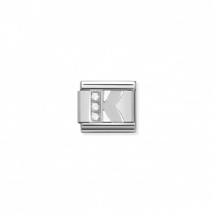 Nomination Classic Link Alphabet Silver and Cubic Zirconia Letter K Charm
