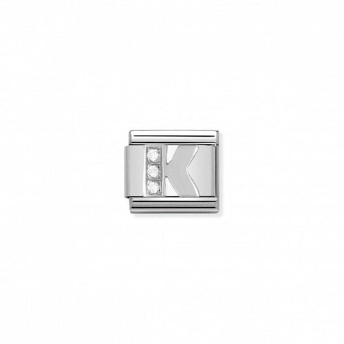Nomination Classic Link Alphabet Silver and Cubic Zirconia Letter K Charm