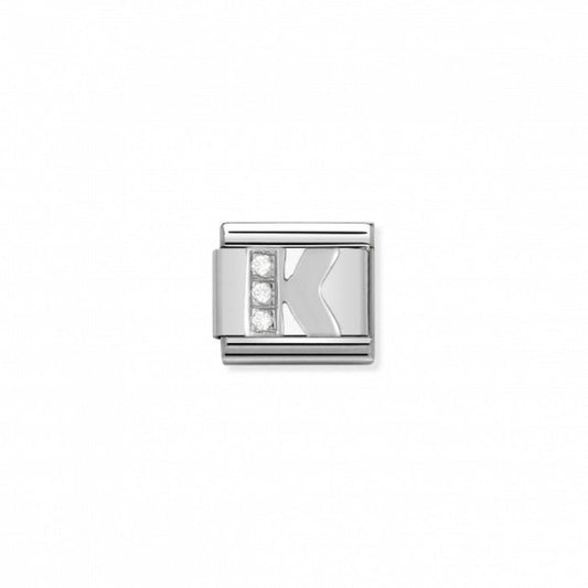 Nomination Classic Link Alphabet Silver and Cubic Zirconia Letter K Charm