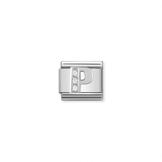 Nomination Classic Link Alphabet Silver and Cubic Zirconia Letter P Charm