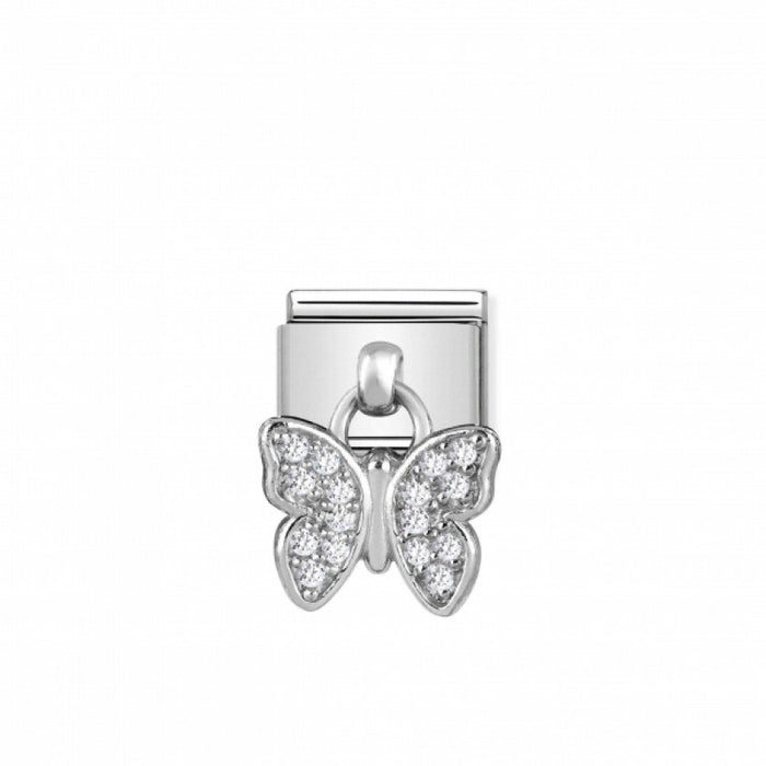 Nomination Classic Link Charm Silver and Cubic Zirconia Butterfly Pendant Charm