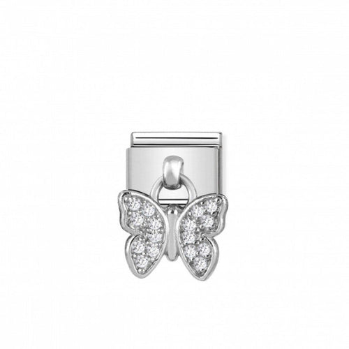 Nomination Classic Link Charm Silver and Cubic Zirconia Butterfly Pendant Charm