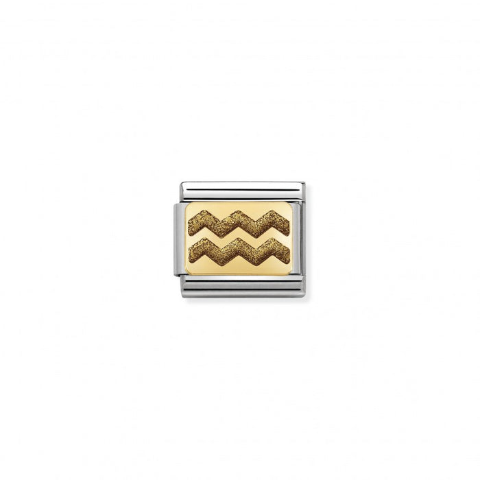 Nominaion Gold and Enamel Glitter Gold Zig-Zag Charm