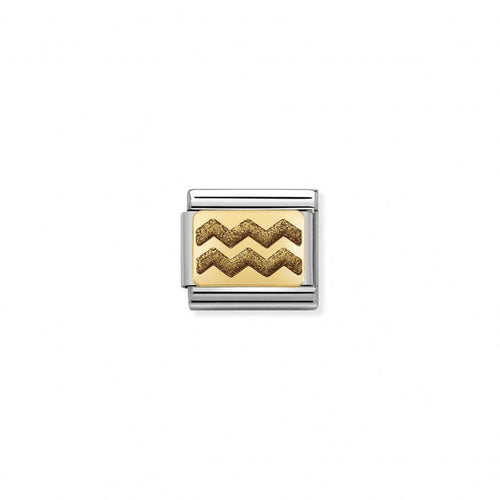 Nominaion Gold and Enamel Glitter Gold Zig-Zag Charm