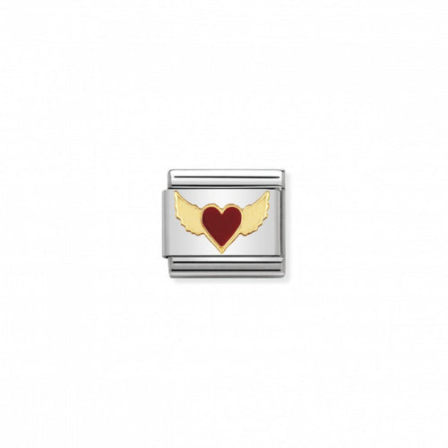 Nomination Gold and Enamel Red Flying Heart Charm