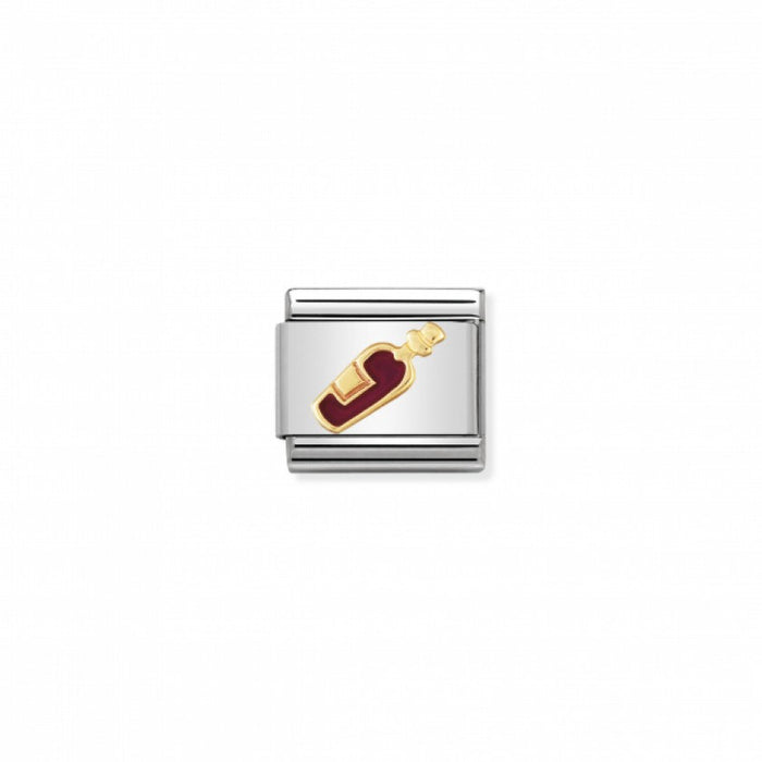 Nomination Gold and Enamel Red Wine Bottle Charm