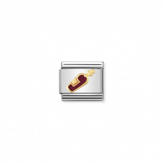 Nomination Gold and Enamel Red Wine Bottle Charm