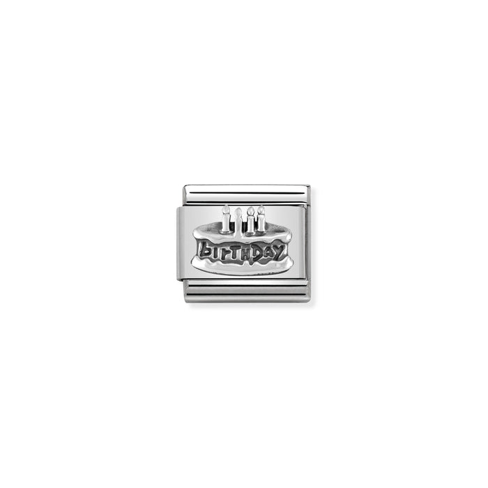 Nomination Classic Link Oxidized Silver Birthday Cake Charm