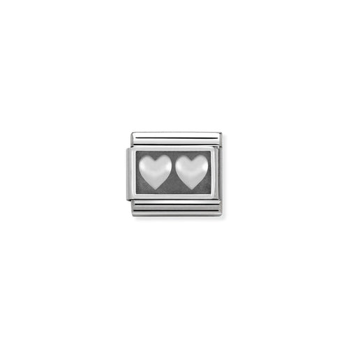 Nomination Classic Link Oxidized Silver Double Heart
