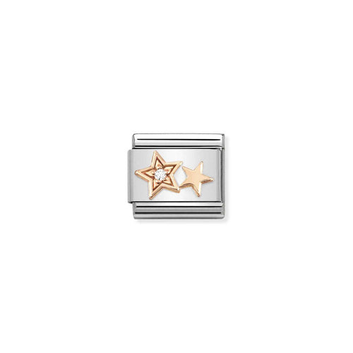 Nomination Classic Link Rose Gold CZ Double Star