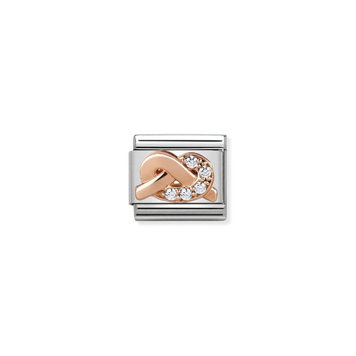 Nomination Classic Link Symbols 9K Rose Gold and Cubic Zirconia White Knot Charm