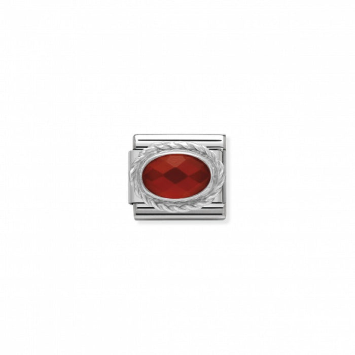 Nomination Classic Link Twisted Setting Faceted Red Agate Charm