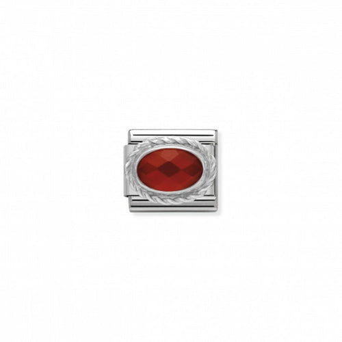 Nomination Classic Link Twisted Setting Faceted Red Agate Charm