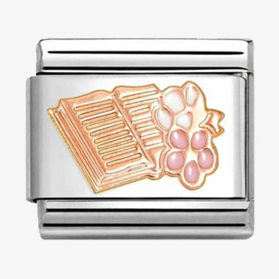 Nomination Classic Rose Gold Reading Book With Flowers Charm