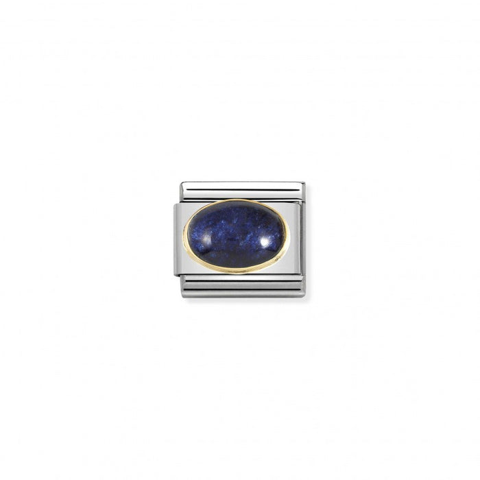 Nomination Composable Classic Link Stones 18K Gold Rock Crystal Blue Leaf