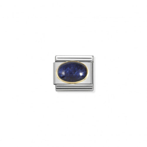 Nomination Composable Classic Link Stones 18K Gold Rock Crystal Blue Leaf