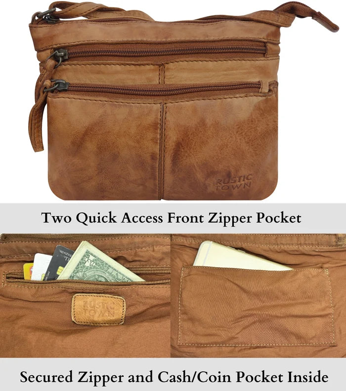Nova Leather Crossbody Handbag for Women, Cognac