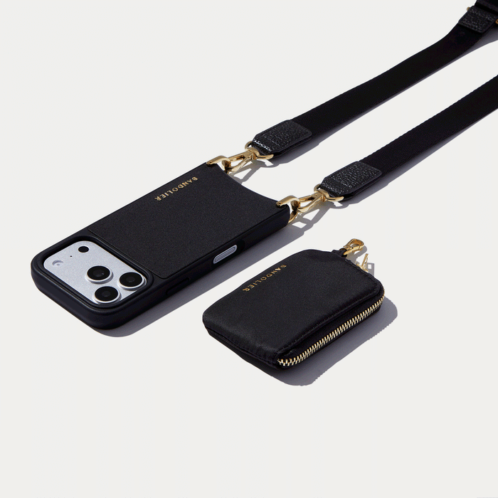 Nova Nylon Magnet Wallet Crossbody Phone Case - Black/Gold