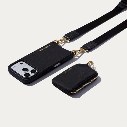 Nova Nylon Magnet Wallet Crossbody Phone Case - Black/Gold