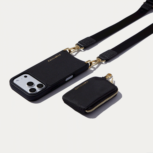 Nova Nylon Magnet Wallet Crossbody Phone Case - Black/Gold