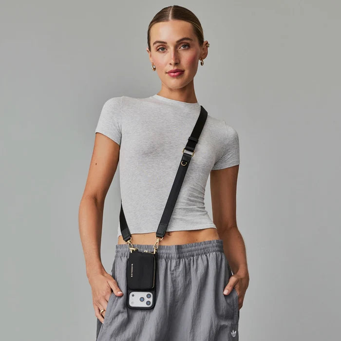 Nova Nylon Magnet Wallet Crossbody Phone Case - Black/Gold