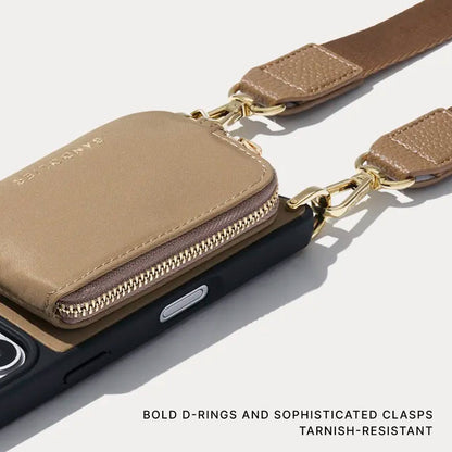 Nova Nylon Magnet Wallet Crossbody Phone Case Pouch Set - Taupe/Gold
