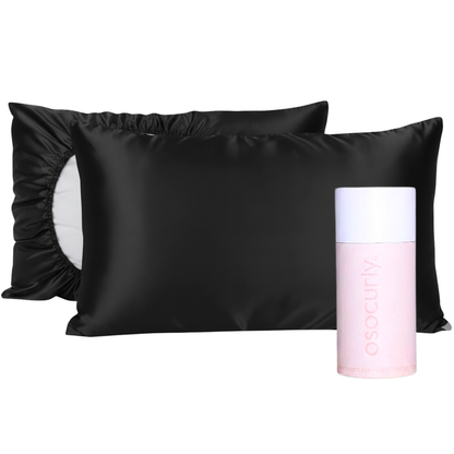 O So Curly Reversible Satin Pillowcase - Black