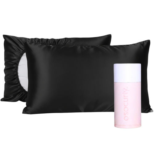 O So Curly Reversible Satin Pillowcase - Black
