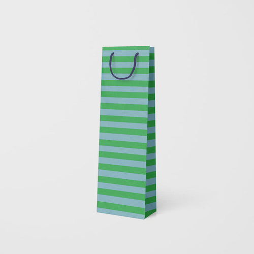 Ohh Deer Blue & Green Striped Bottle Gift Bag