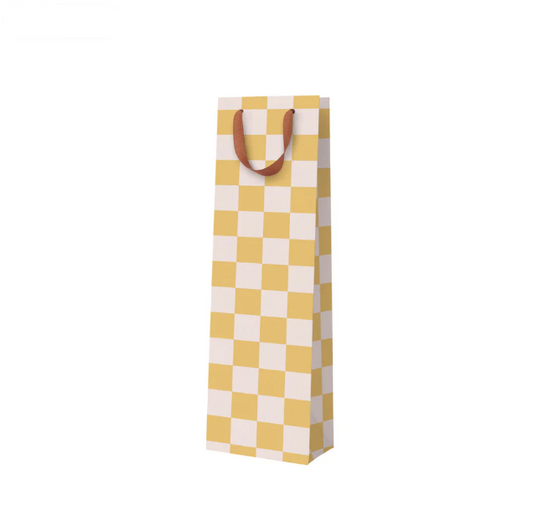 Ohh Deer Mustard Checkerboard Bottle Bag