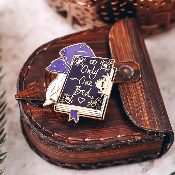 Only One Bed Trope Enamel Pin - YA - Purple - Pins & Patches