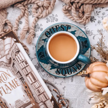 Onyx Storm Inspired: Quest Squad Teacup + Saucer Set Drinkware