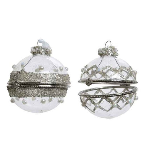 Openable Glitter Glass Bauble - 6cm