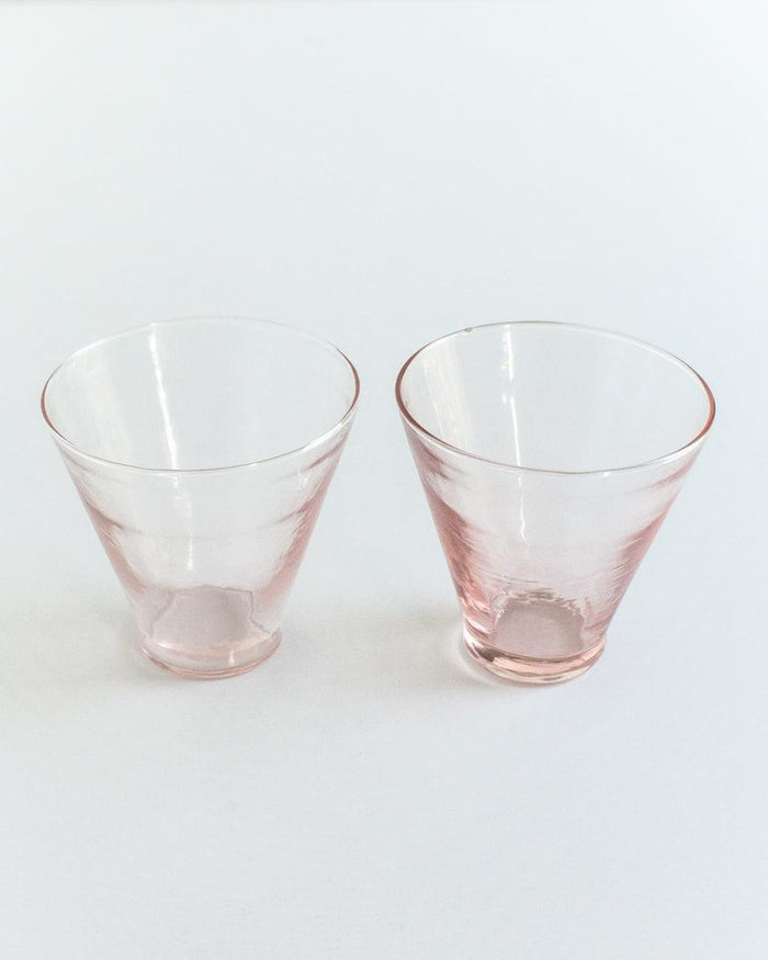 Pair of Hand Blown, Hammered Coupe Glass Dessert Cups, Recycled, Made in India