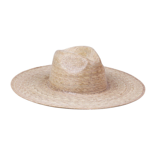 Natural 100% palm leaf wide-brimmed fedora hat with a 12 cm brim.