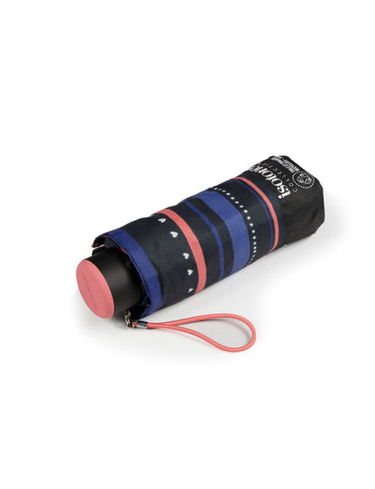 Parapluie Mini Slim Rayure Petit Cœur Marine