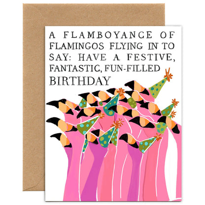 Party Flamingos (Single Card) A2 Card Tiny and Snail