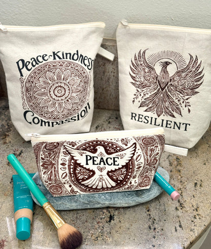 Peace Dove Boho Cosmetic Brush Bag - Handmade by Survivors