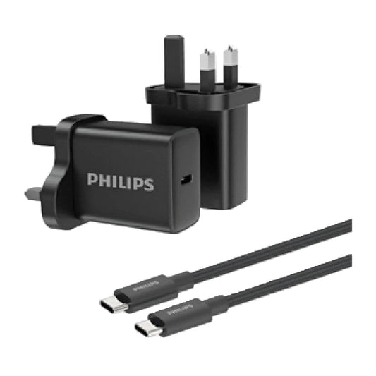 Philips charging adapter with two cables on a white background