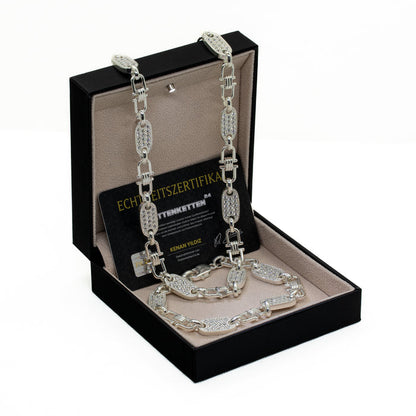 Plattenarmband 8mm breit - iced out - 925er Silber