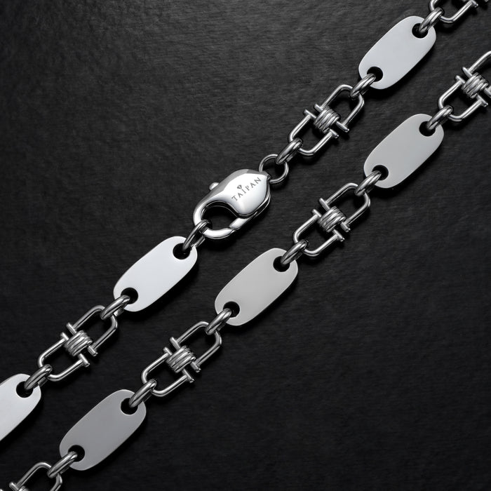 Plattenkette mit beweglichen Steigbügeln 8,5mm breit aus Edelstahl - Taipan Schmuck