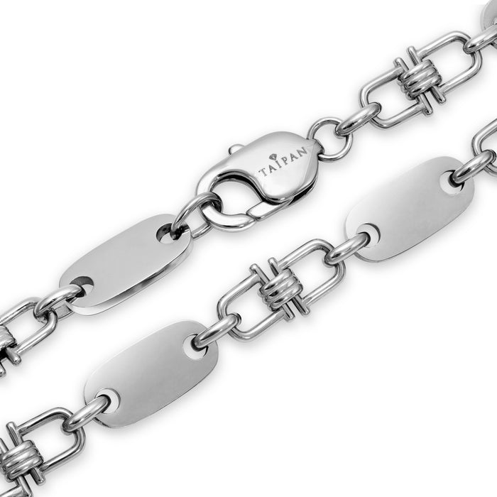 Plattenkette mit beweglichen Steigbügeln 8,5mm breit aus Edelstahl - Taipan Schmuck
