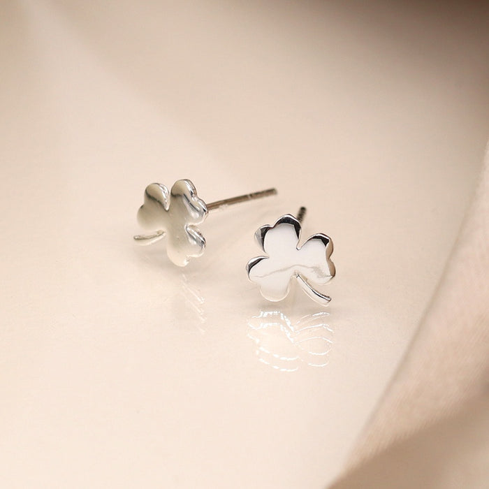 POM Sterling Silver Clover Stud Earrings